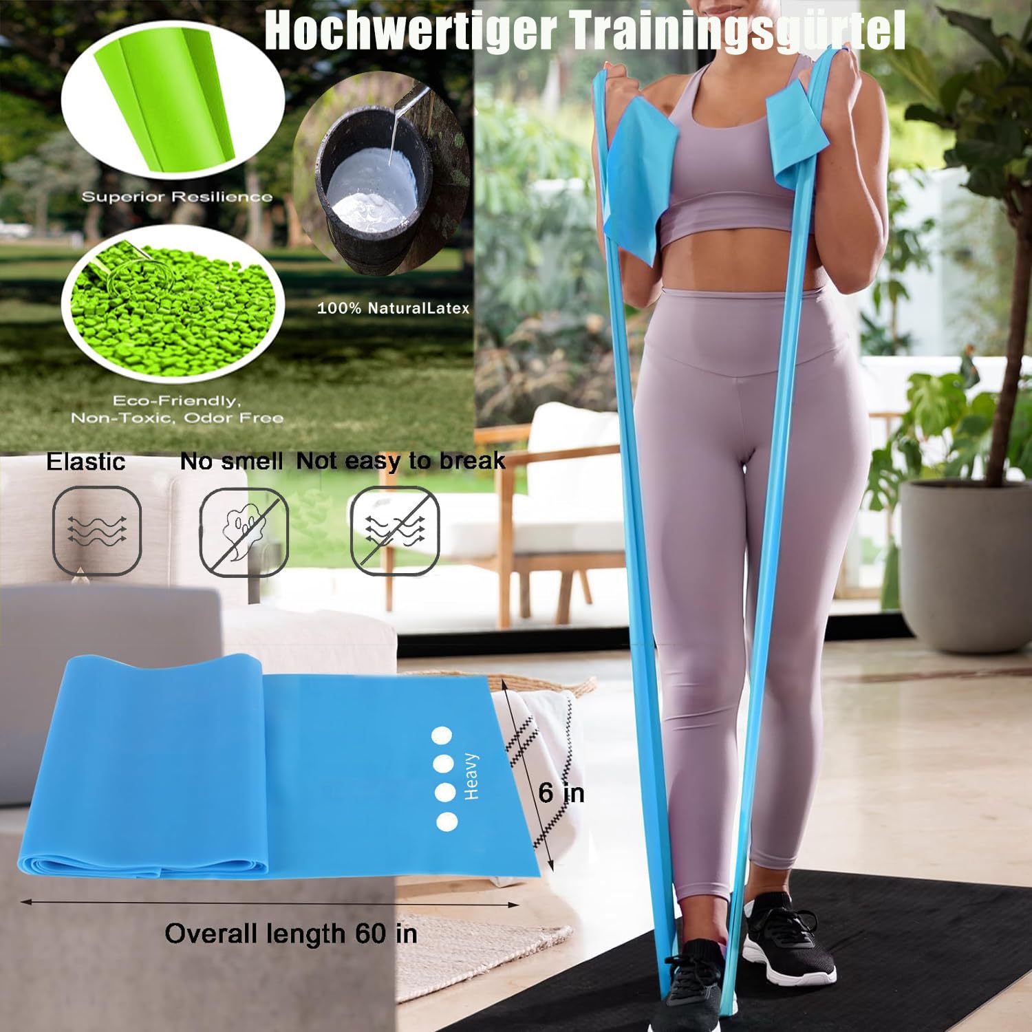 Haquno [4 Pezzi] Elastici Fitness, 1.5M/1.8M Banda Elastica Fasce Resistenza,4 Livelli di Resistenza, Fasce Elastiche Fitness per Donne o Uomini,Ideale per, Yoga, Pilates, Allenamento di Forza