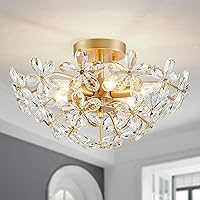 Vista 17 de WUZUPS Candelabro de cristal colgante de 5 luces, lámpara de techo moderna para dormitorio, pasillo, bar, cocina, baño, 22.6 pulgadas de alto x 19.2