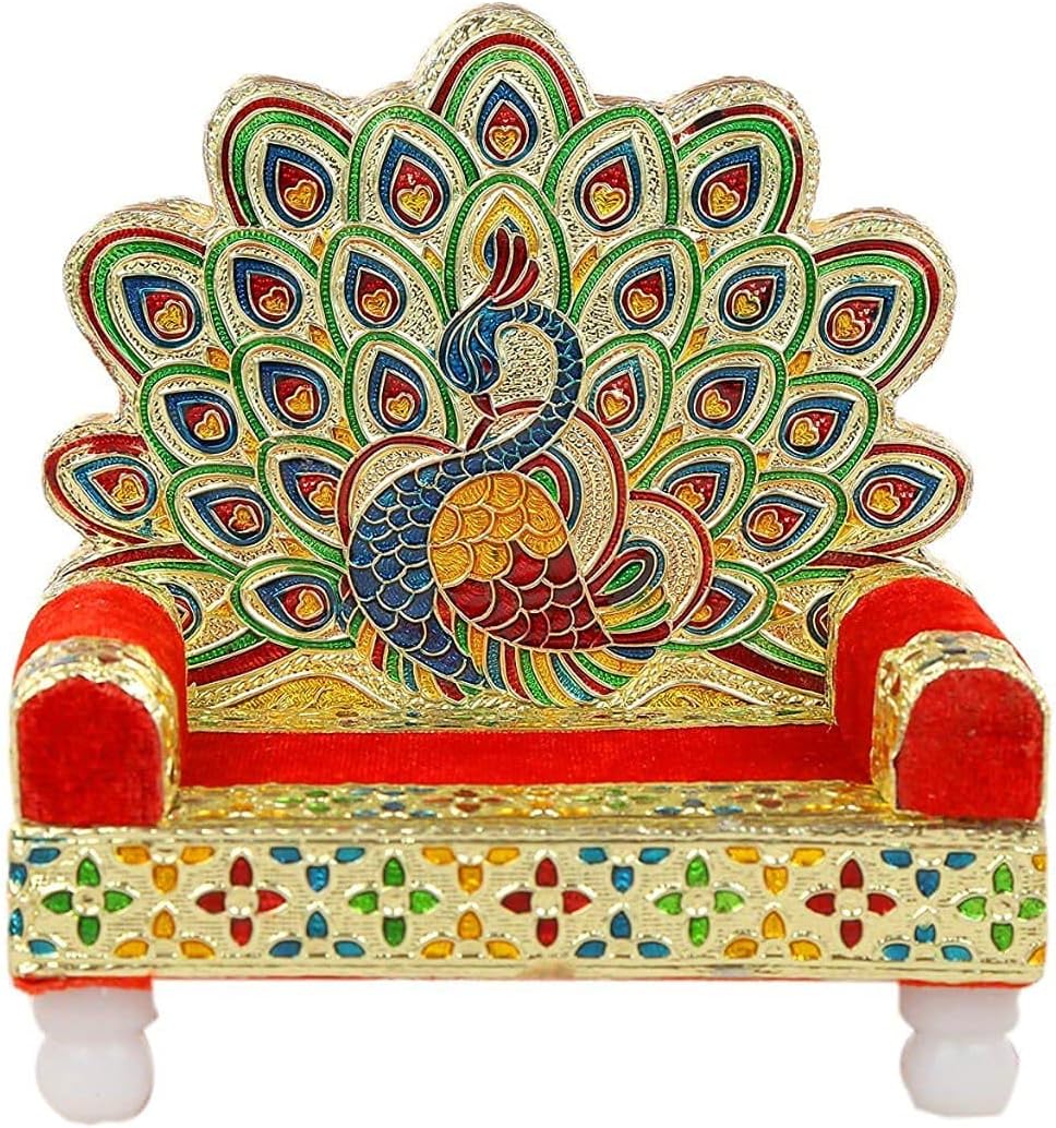 Sixfire Jay Mataji Handicraft Wooden Laddu Gopal Meenakari Singhasan (13 X 9 X 14 Cm) (Jula) Showpiece