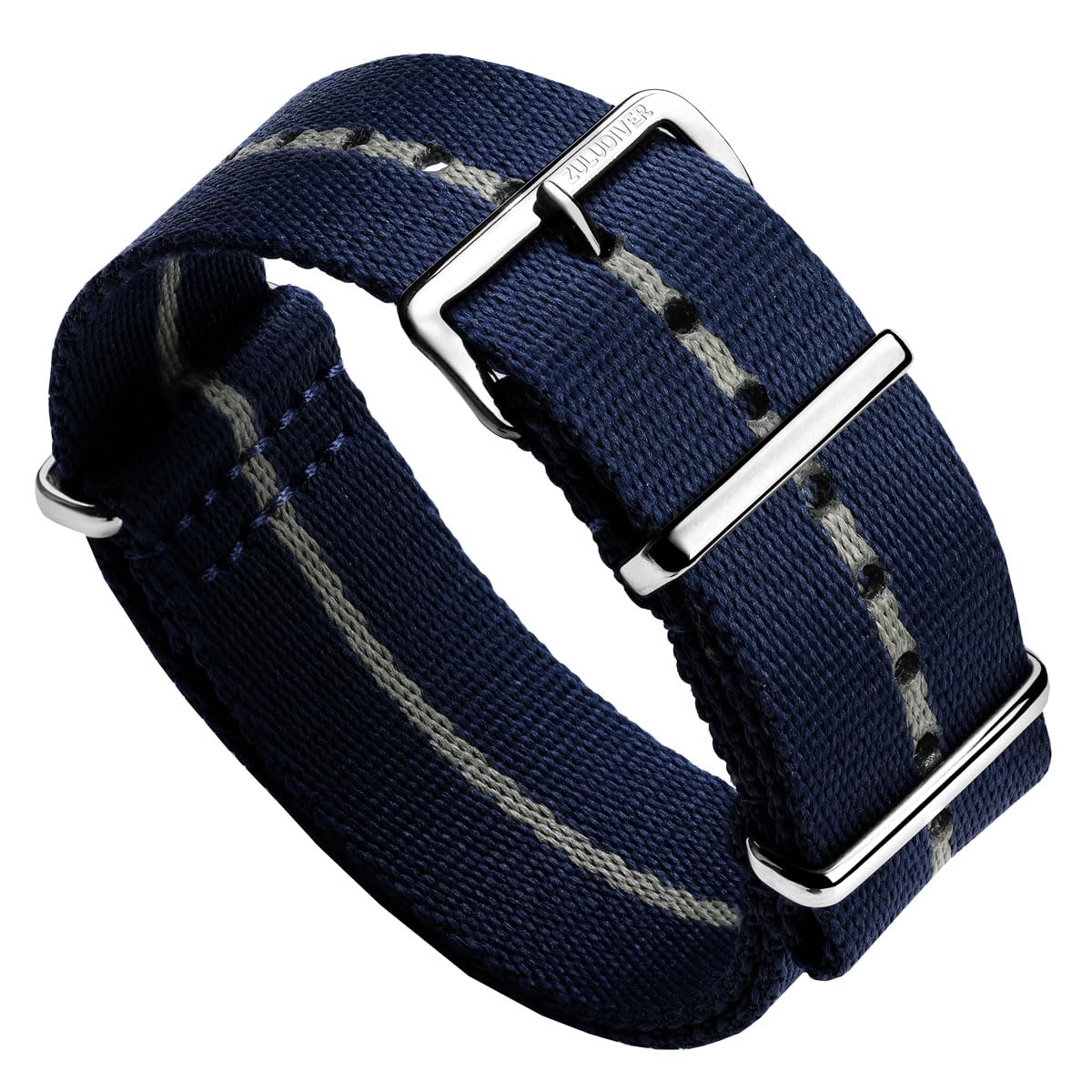 ZULUDIVER Apex Military Watch Strap – Heavy Duty Polyester, Waterproof & Durable, Soft Comfort Weave, Stainless Steel Hardware, Tore Blue, 22mm