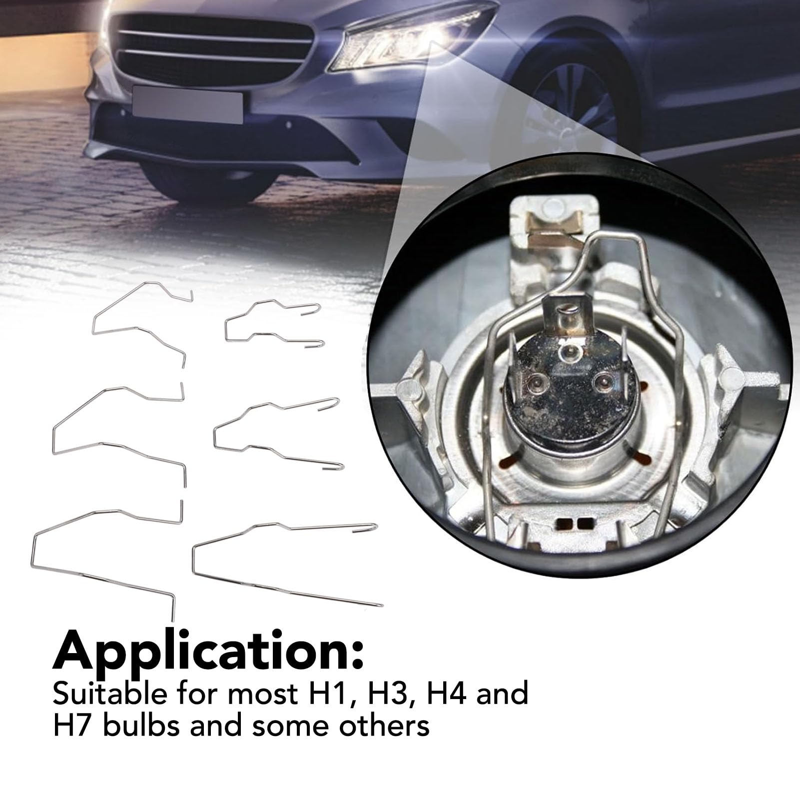 6 Fermagli Per Lampadine Fari Auto - Clip A Molla Per H1, H3, H4, H7, In Ferro Resistente Alle Alte Temperature - Foto 6