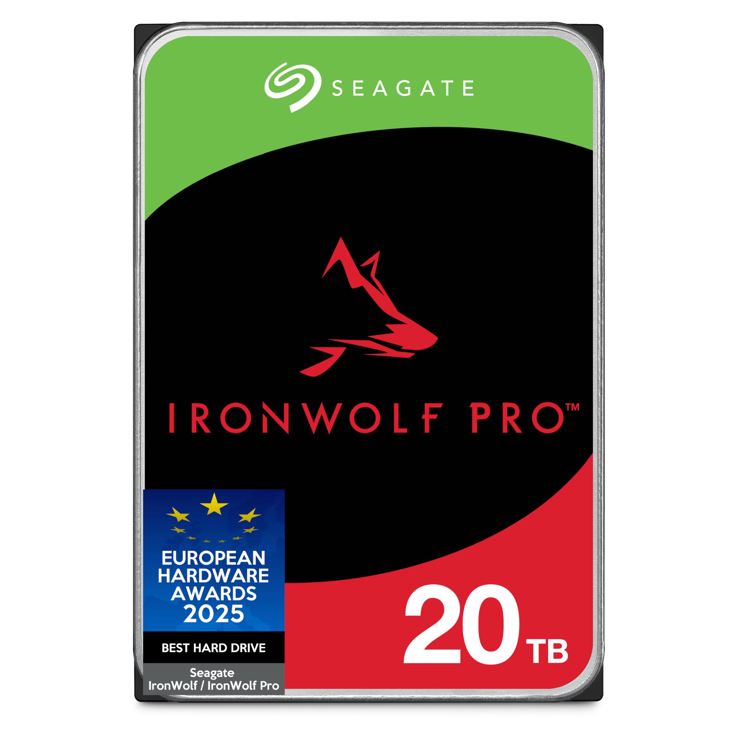 Seagate IronWolf Pro 20TB, Enterprise Internal NAS HDD, CMR 3.5 Inch, SATA 6GB/s, 7.200 RPM, 256MB Cache for RAID NAS, Rescue Services - Frustration Free Packaging (ST20000NTZ01)