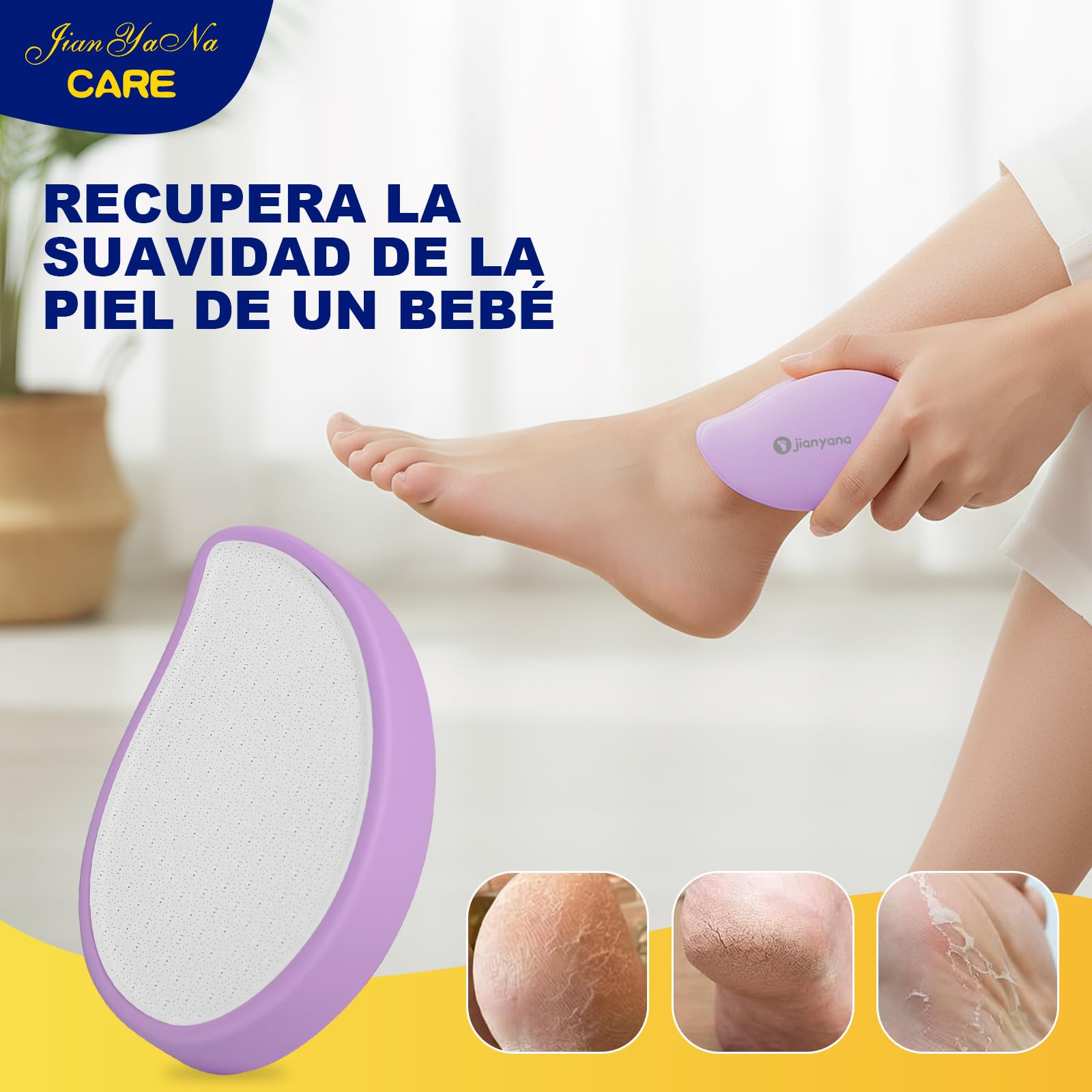 Jianyana Pedicura, 2 In 1 Lima Pies Lima De Pies y Removedor de Callos de Nanovidrio piedra pomez para pies Durezas Profesional Pedicura Manual En Casa (Púrpura)
