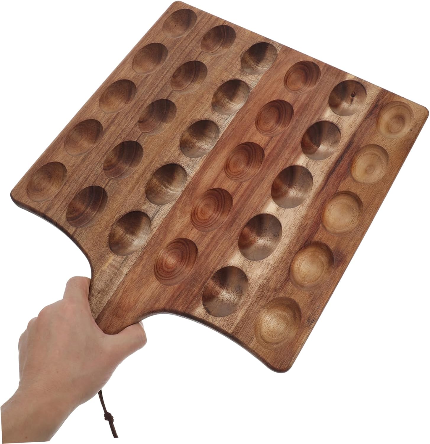 Unomor Reversible Wooden Deviled Egg Tray and Dessert Platter Serving Container Dual Sided for Deviled Eggs and Charcuterie for Countertop and Refrigerator