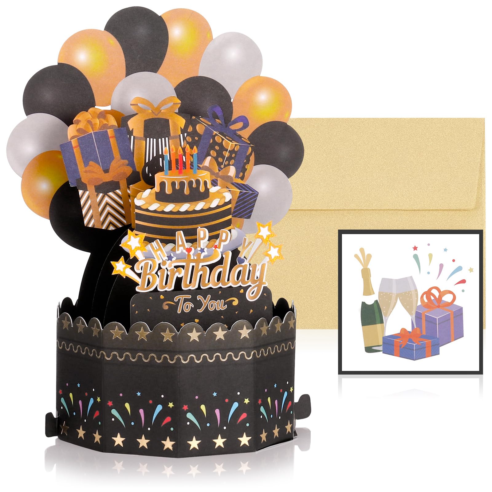 3D Pop-up Birthday Card with Cake Design Offset Printed Paper Greeting Card Nice
