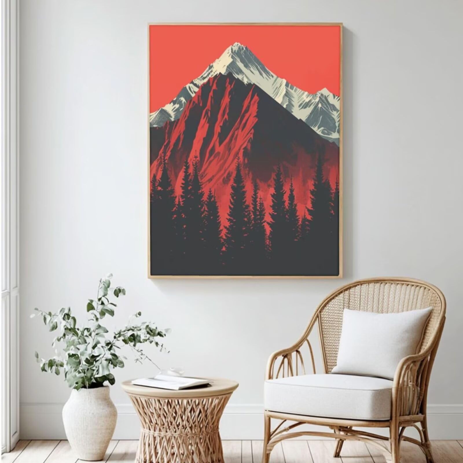 Malen Nach Zahlen Landschaft, DIY Ölgemälde Malen Nach Zahlen Erwachsene Berg, Painting by Numbers Adult/Anfänger mit 6 Pinseln und Acrylfarben, für Haus Wand Deko - (75x100 cm, Ohne Rahmen) MK82