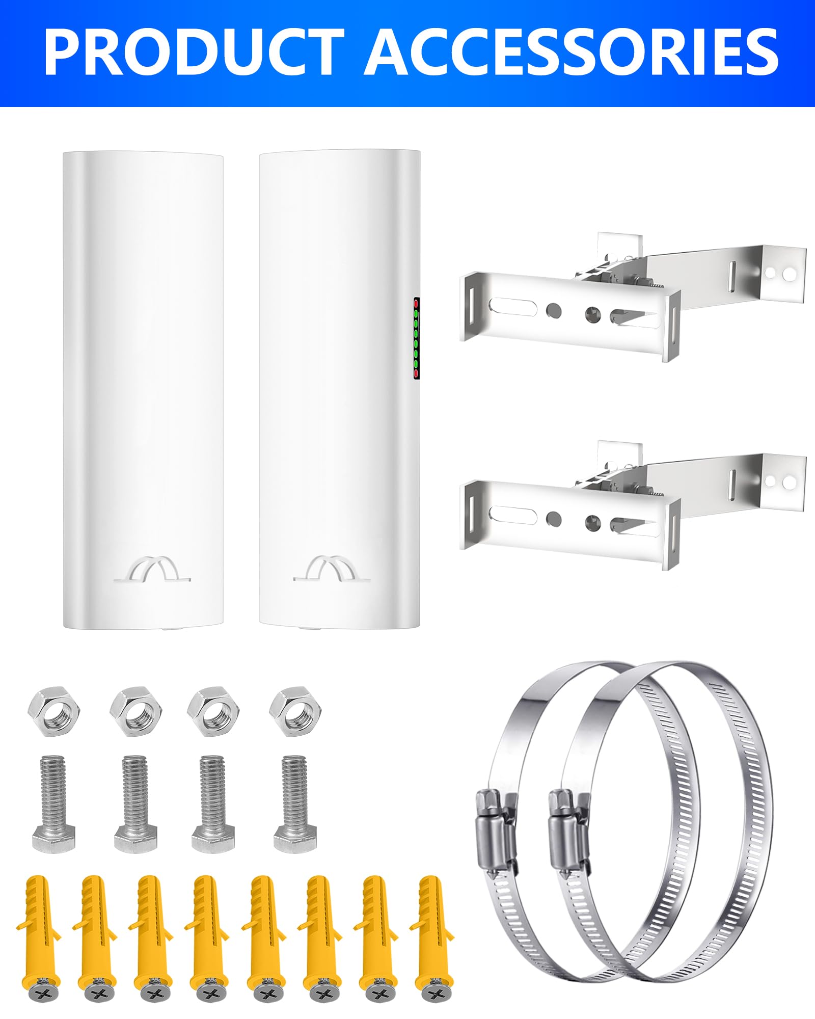 Ponte wireless da 5,8 G con staffa di montaggio a parete/palo - Estendi l'accesso a Internet Starlink all'aperto, ponti WiFi punto a punto da 2 miglia con adattatore PoE, confezione da 2