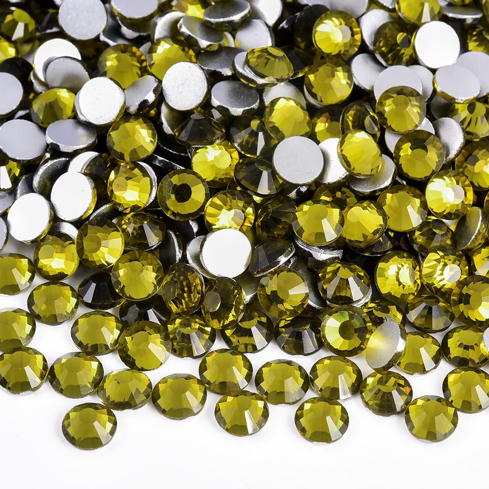 Round Gemstones Flatback Rhinestones for Bedazzling Olive SS20 1440pcs