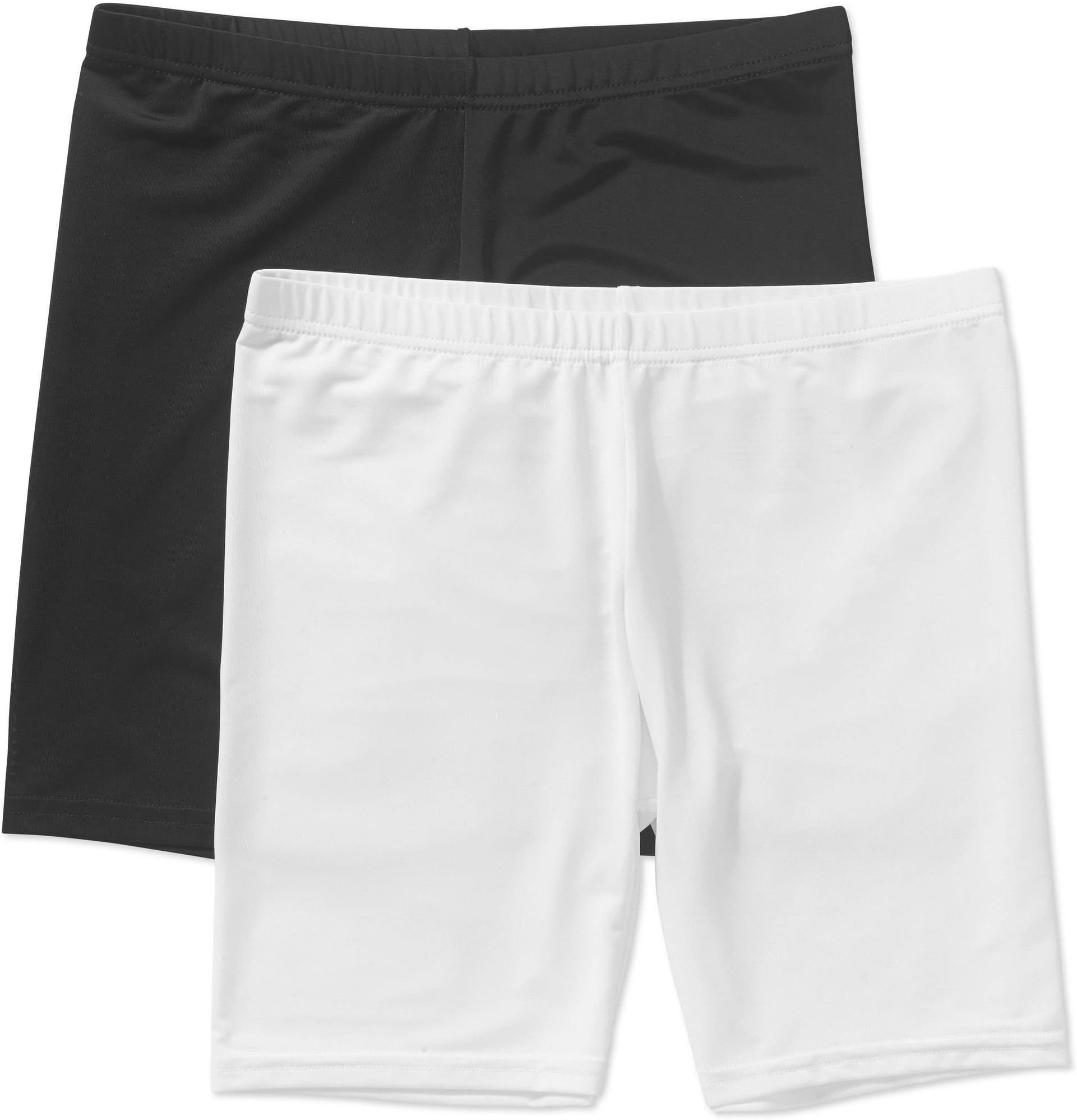 Faded Glory Girls' 2-Pack Covered Waistband Underskirt Panty - Black/White