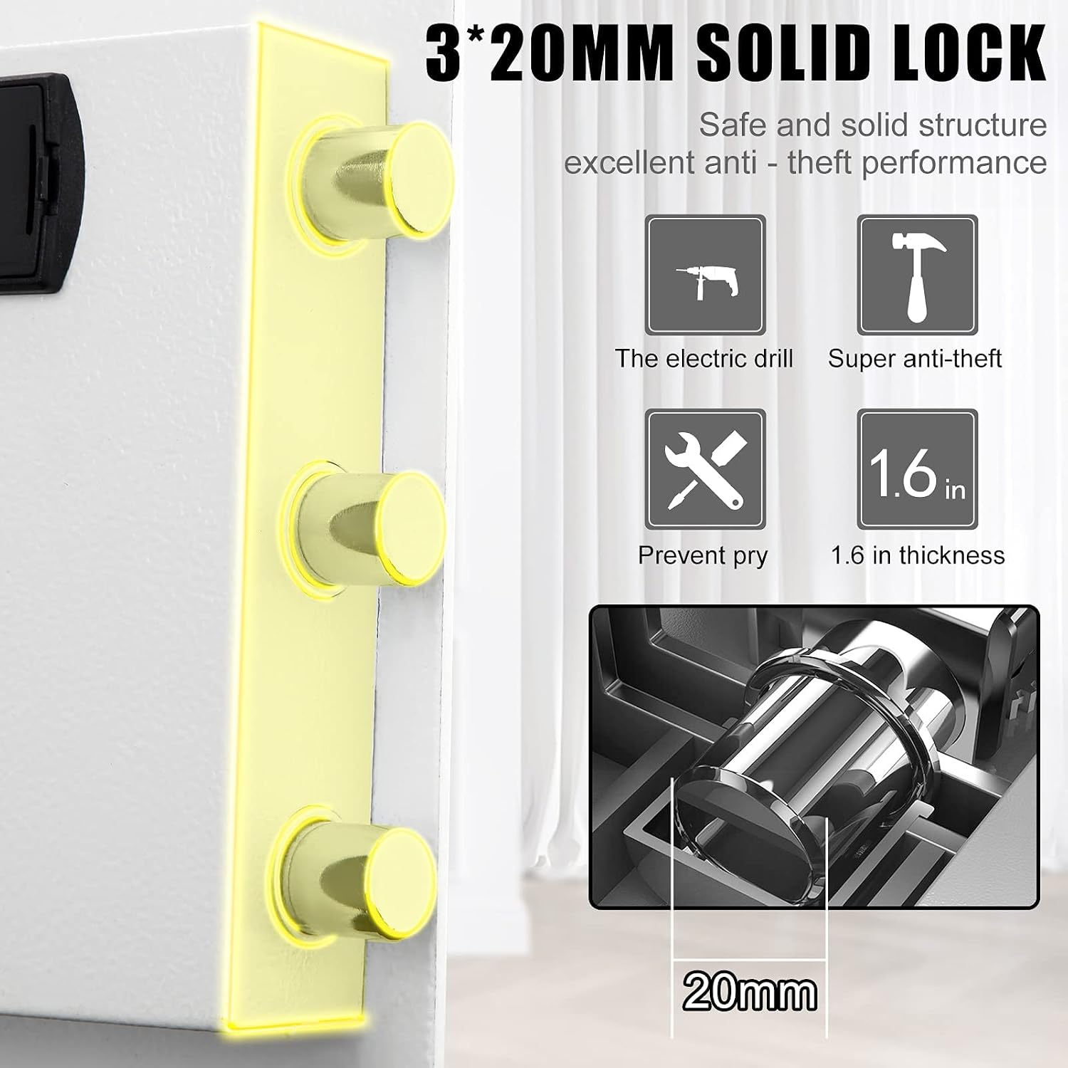 Riddost Fireproof Safe Box, 1.2 Cubic Feet Security Box Digital Combination Lock Safe with Keypad LED Indicator, Home Safe for Cash Money Jewelry Guns Cabinet