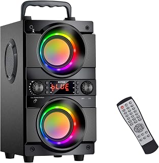 SUPNIU A21 60W Portable Bluetooth Speaker with Double Subwoofer Heavy Bass, Bluetooth 5.0, 100ft Range, LED Lights, Karaoke, FM Radio