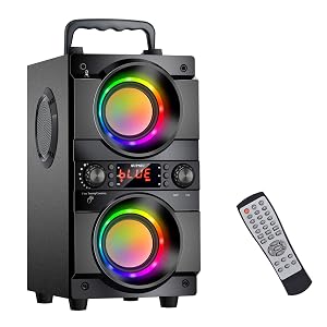 60W 80W Peak Portable Bluetooth Speaker with Double Subwoofer Heavy Bass Bluetooth 5 0 Wireless 100ft Outdoor Speaker