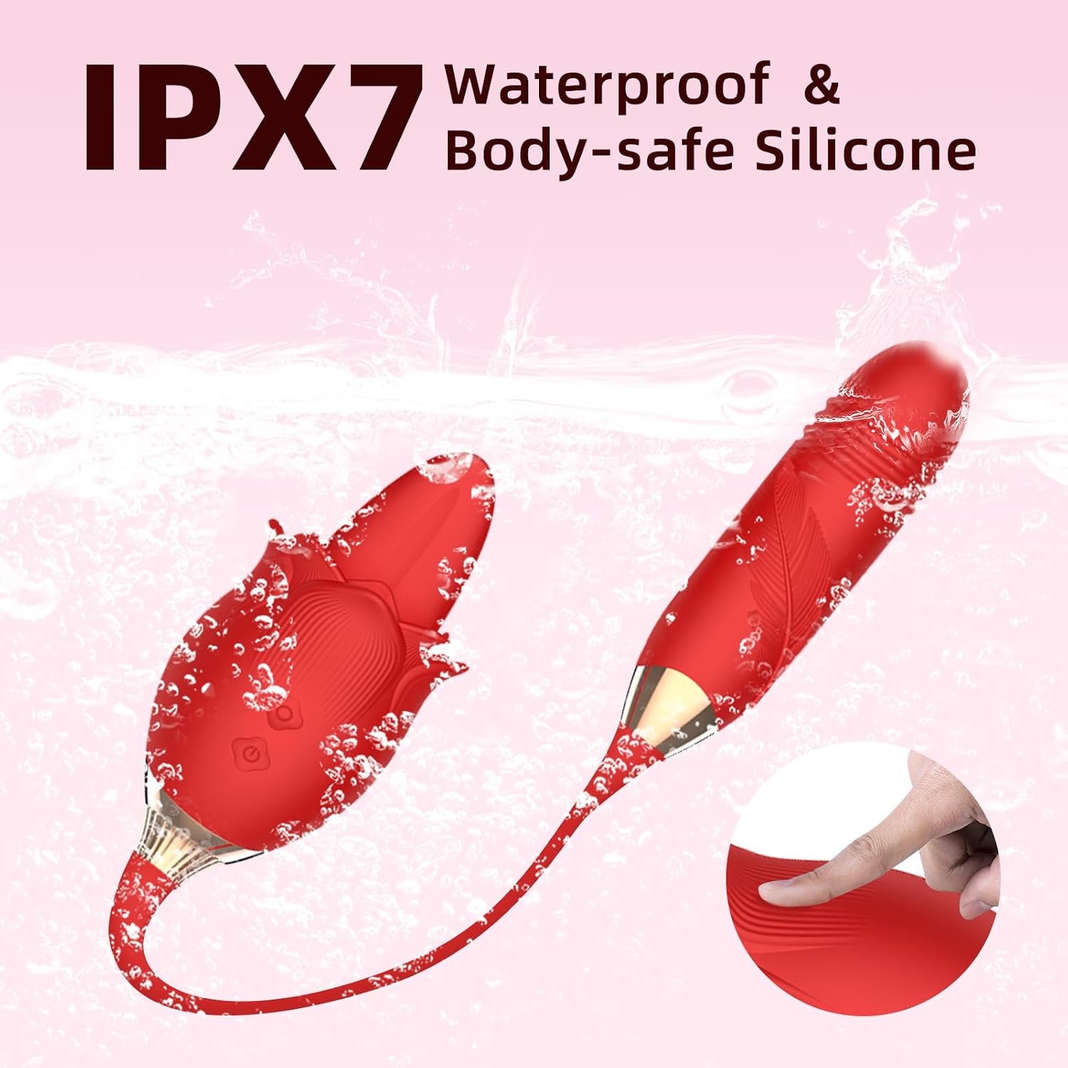 Rose Toys Clitoral Vibrator for Women,3 in 1 Rose Adult Toy,Sex Stimulator for Women with 10 Tongue Licking & Thrusting Dildo G Spot Vibrators, Detachable Adult Toy for Couples,clitorial,Nipple