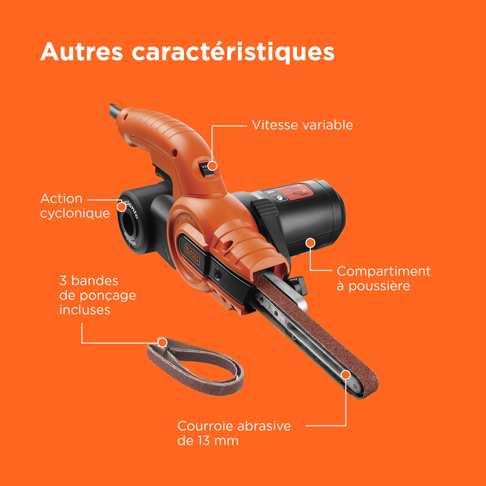 BLACK+DECKER Lime électrique action cyclonique 350 W, KA900E-QS