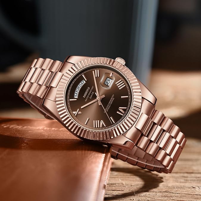 NIBOSI Men Watches Analog Quartz Stainless Steel Rose Gold Silver Watches for Men Waterproof Business Classic Desiger Wrist Watch with Day Date