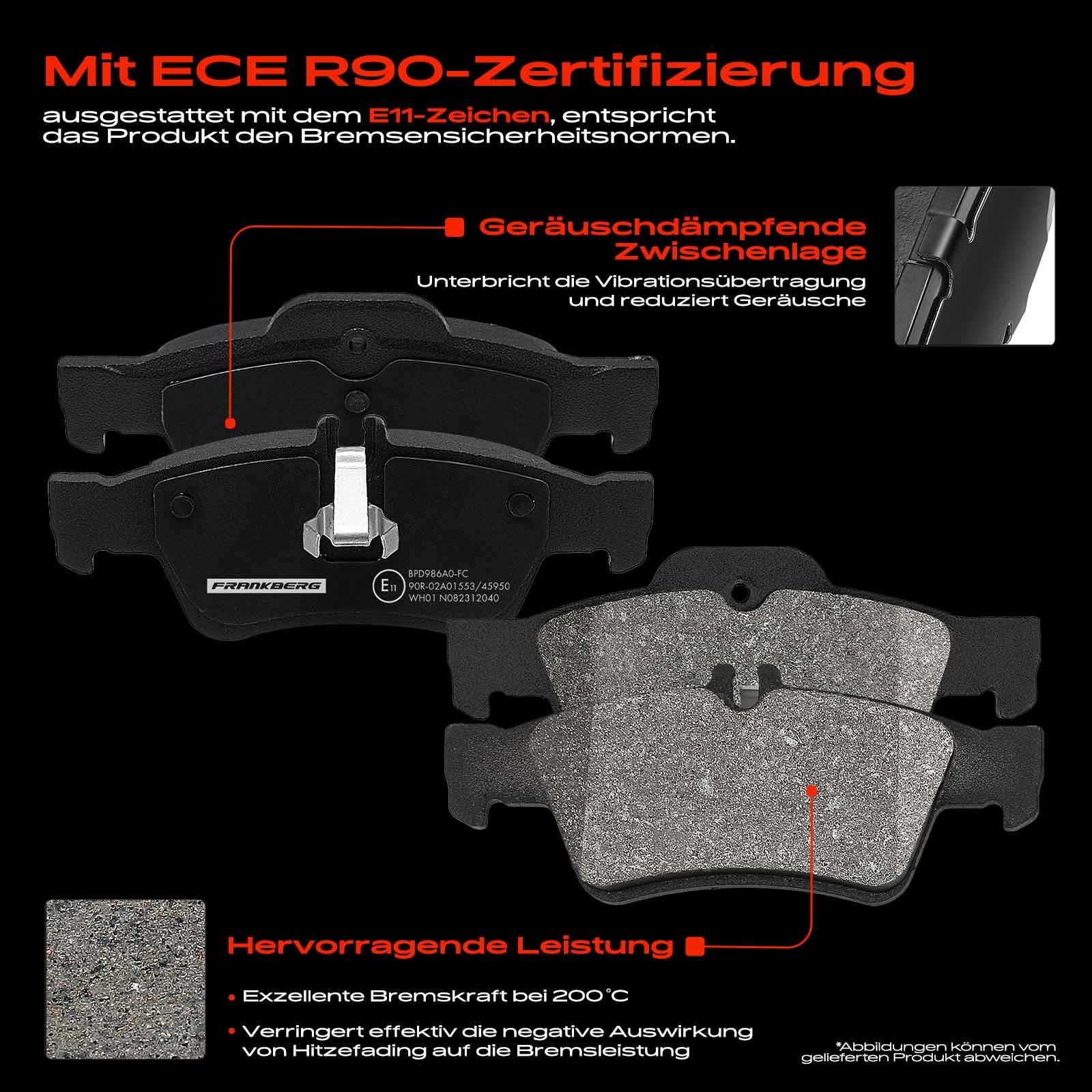 Frankberg Bremsensatz inkl. 2x Bremsscheiben + 4x Bremsbeläge Hinten Kompatibel mit E-Klasse W211 E-Klasse T-Model S211 Replace# A4420442067,A2114230712