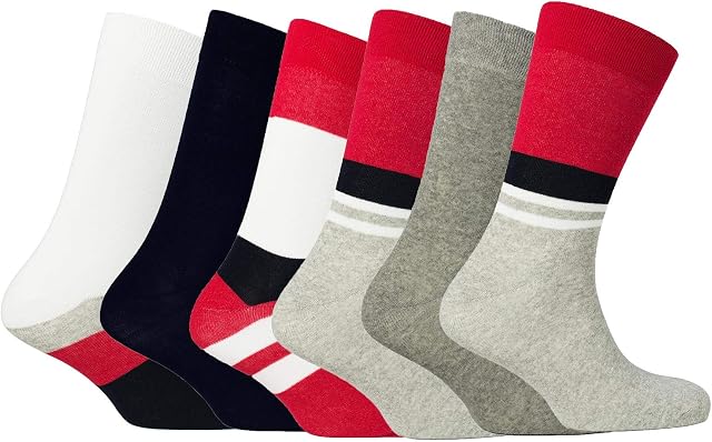 Sock Stack 6 Pk Mens Luxury Cotton Rich Socks Smart Breathable Designer Stripe Argyle Plain UK 6-11