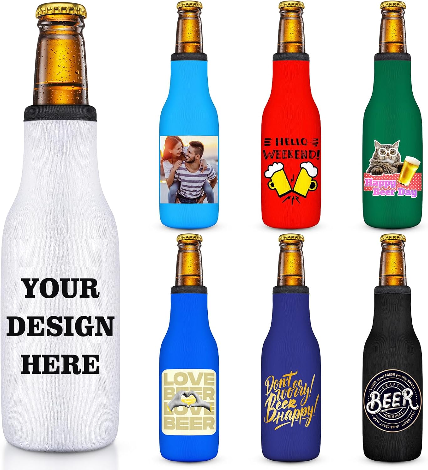 1000 Pack Custom Beer Bottle Cooler Sleeves Insulators Bulk 12oz - B0FDWSTX63