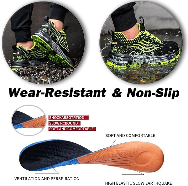 ISOOUS Zapatos de Seguridad Hombre Mujer Calzado de Trabajo Comodo Ligeros con Punta de Acero Transpirable Anti-pinchazos - 5