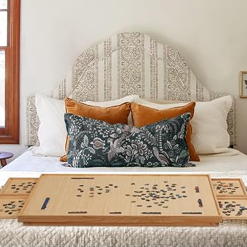 TEAKMAMA 2000Pcs Jigsaw Puzzle Table with 4 Drawers for Adults,Natural