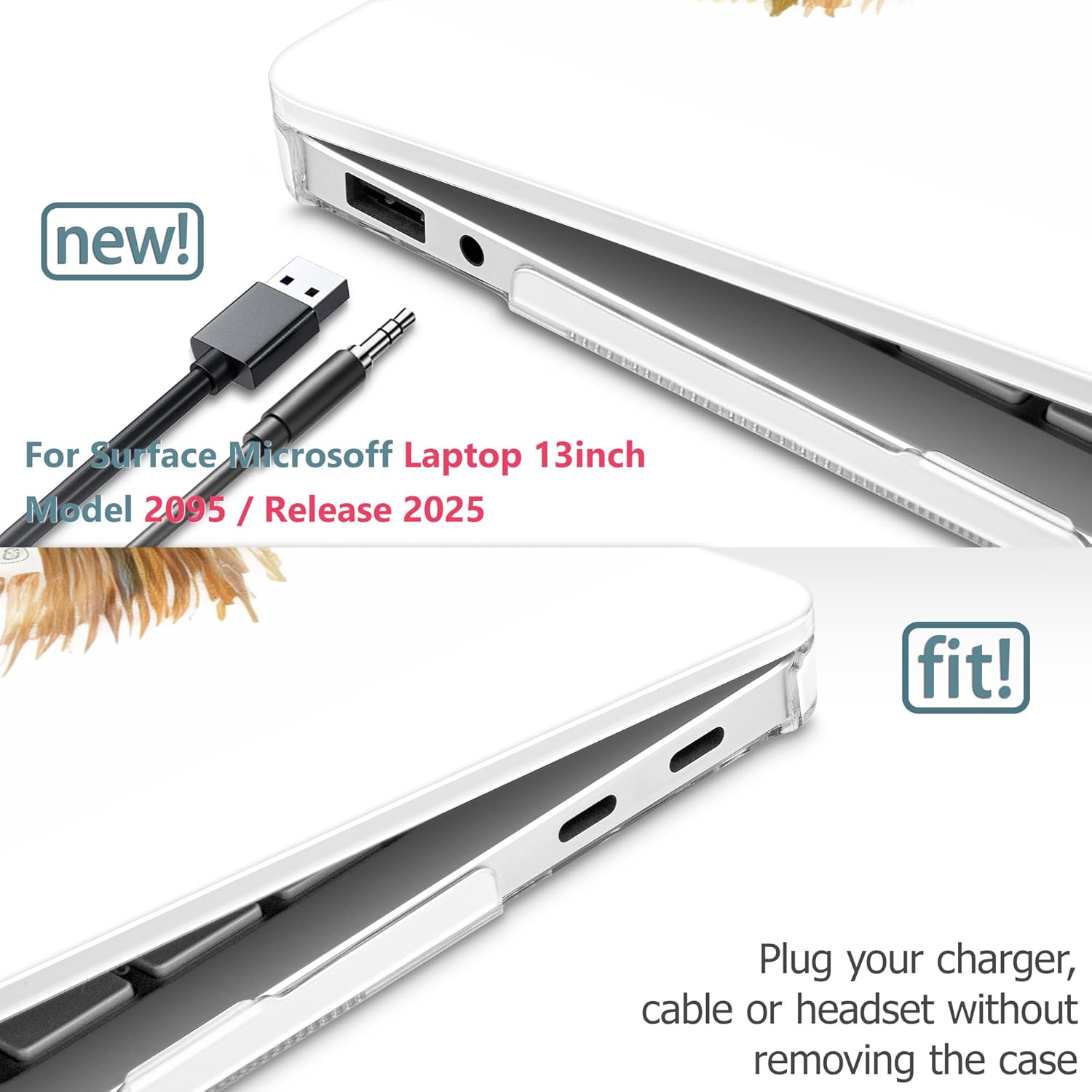 Mektron Printed Case for 2025 Microsoft Surface Laptop Windows 11 Copilot+ PC Surface Laptop 13 inch Touchscreen Display Cover Fits Model 2095, Cute Elephant C341