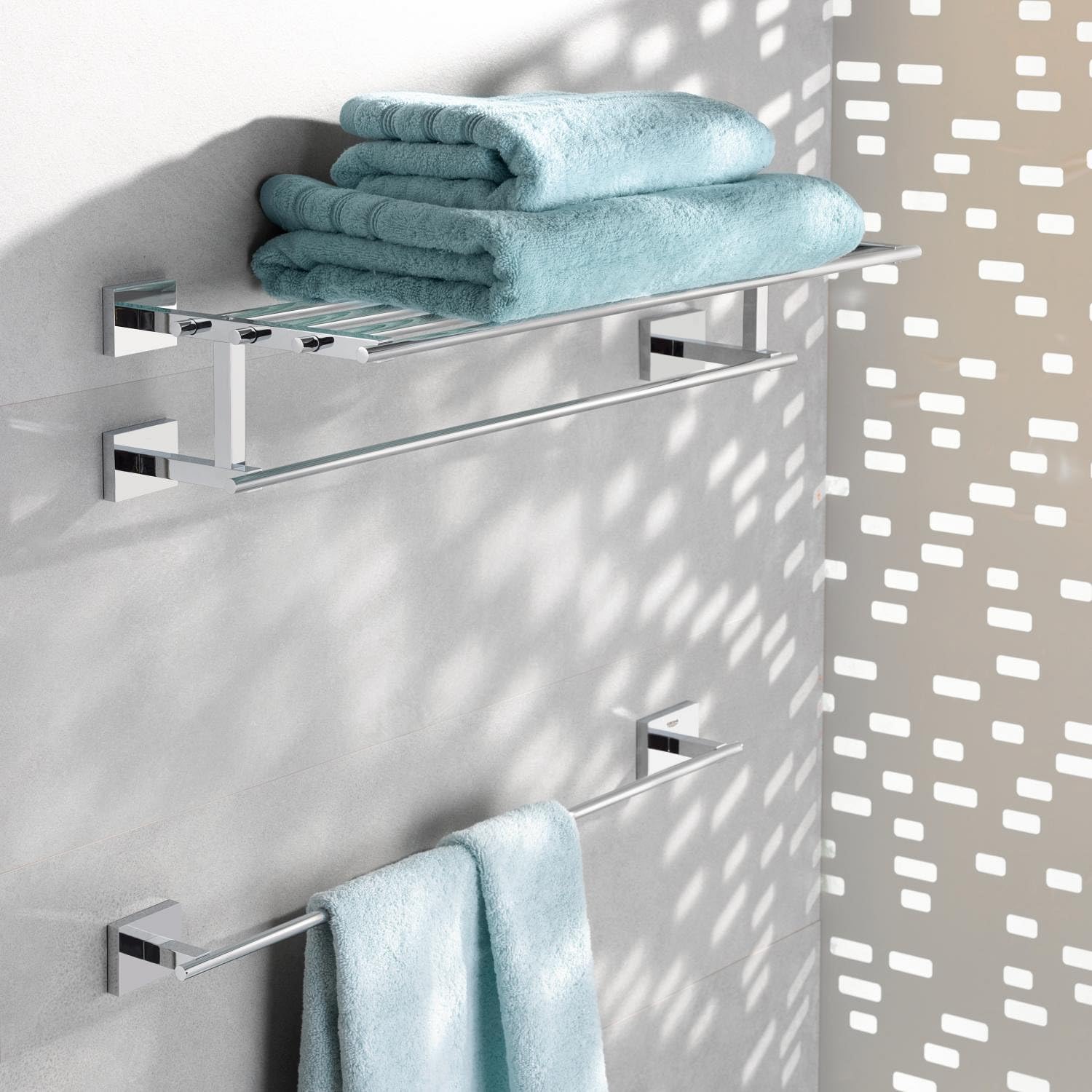 Grohe Start Cube QuickFix - Barra para toallas múltiple, cromo, para atornillar con QuickScrew, no pegamento, ref. 41099000