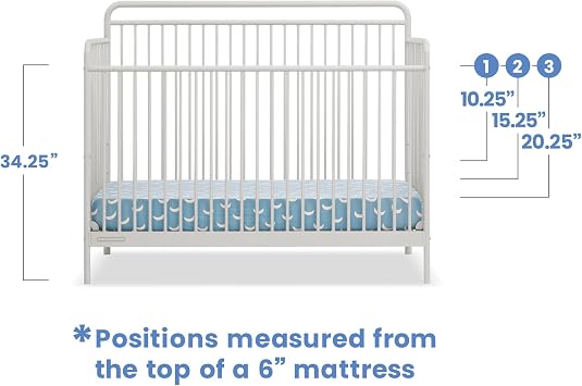 Delta Children Hayden 5-in-1 Convertible Metal Crib, Warm Gray