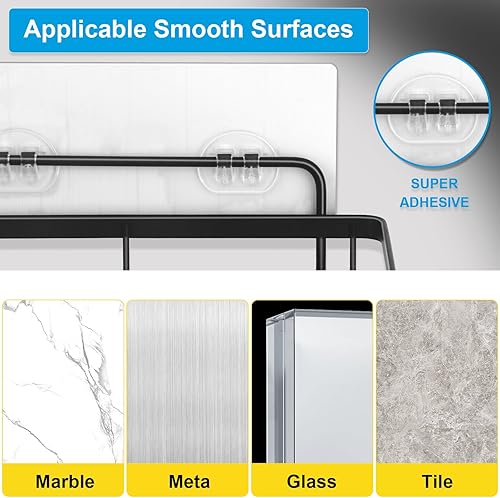 Miniatura 6 de Rivisotamy Paquete de 4 organizadores de ducha con 22 ganchos, organizadores de baño y artículos esenciales de almacenamiento, estantes de ducha con