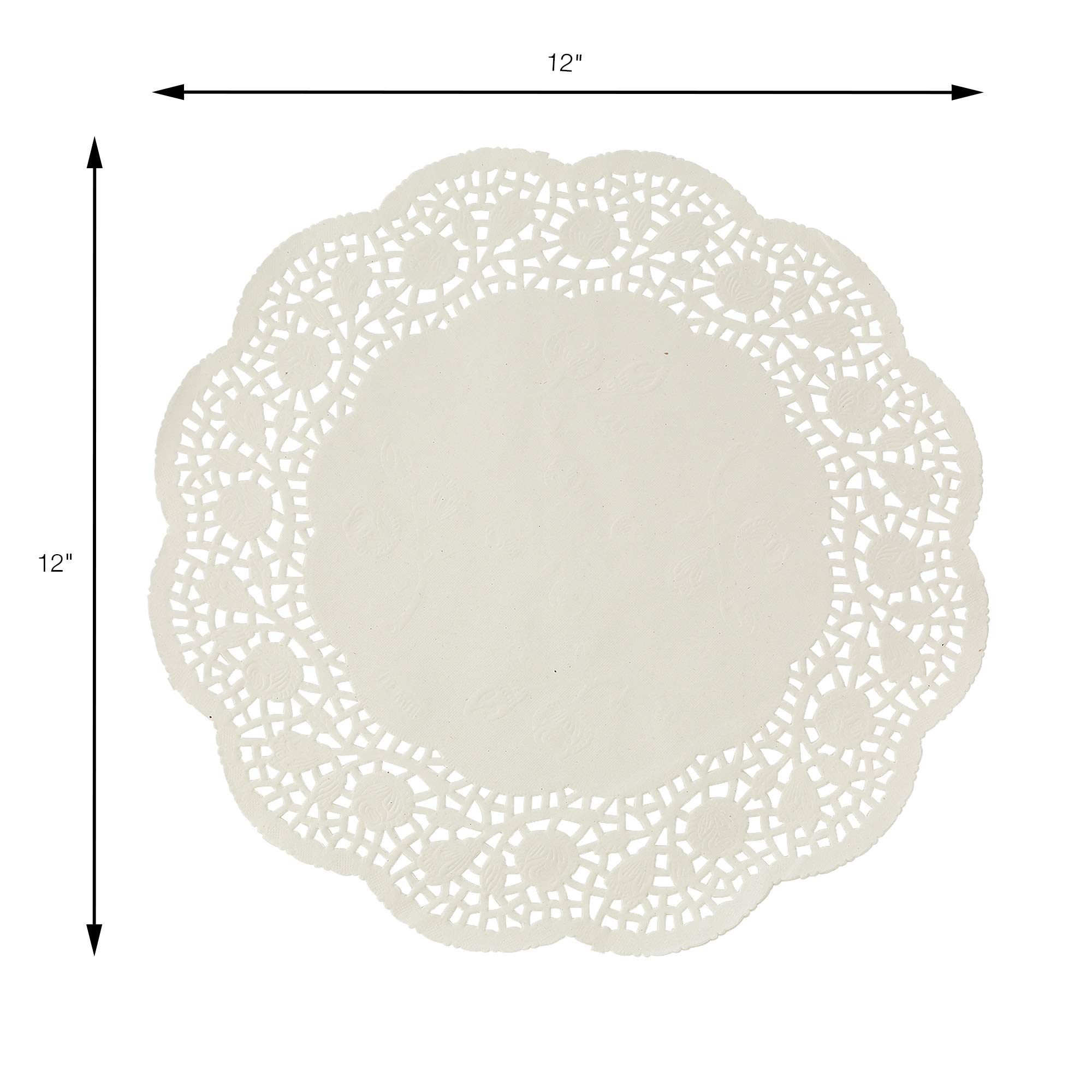 Heritage Lace VT-1224W-S 12 x 24 in. Vintage Rose Doilies, White - Set of 4