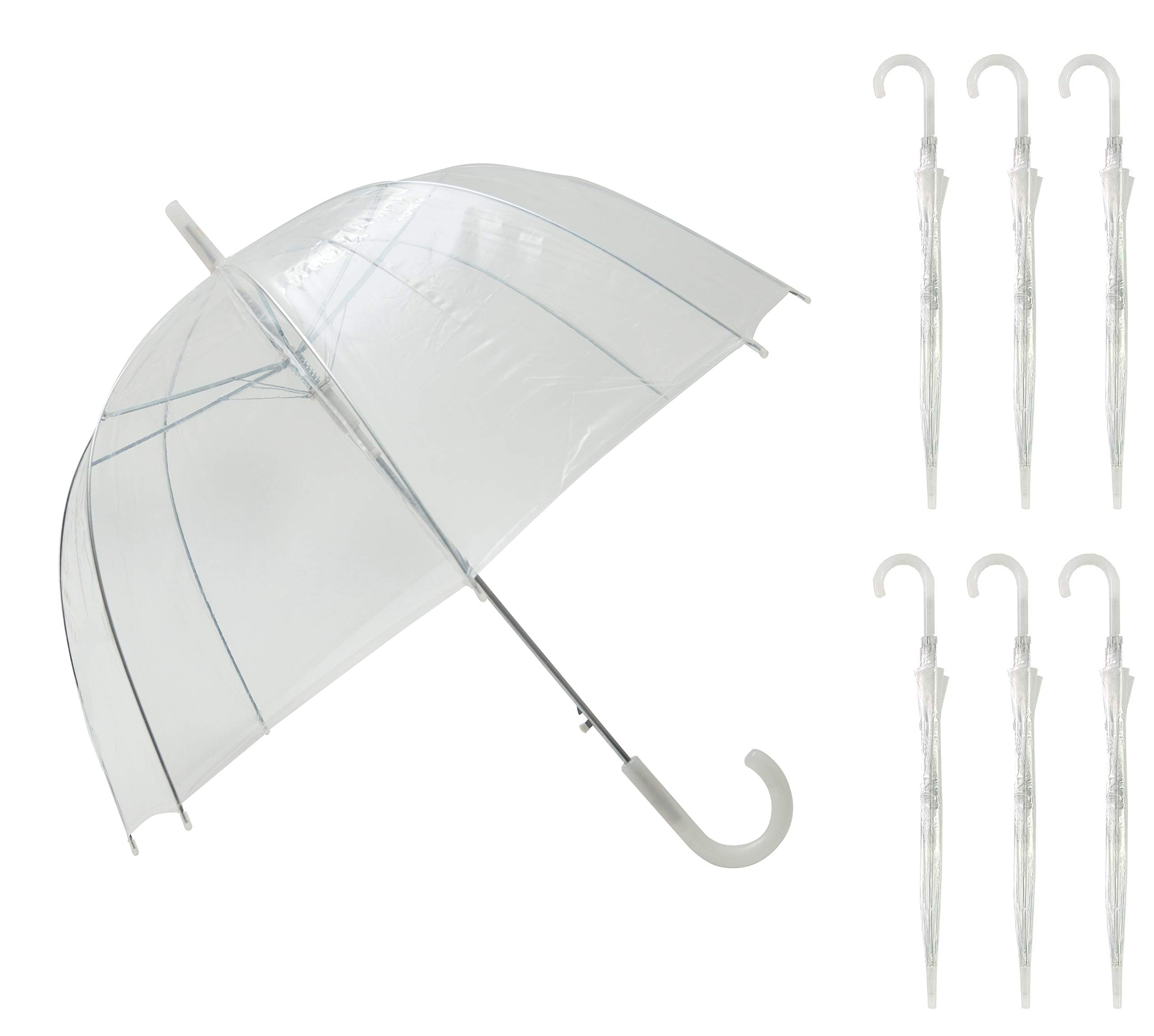 SMATI Set mit 6 Regenschirmen, transparent, für Damen, Glocke, Hochzeit, automatisch