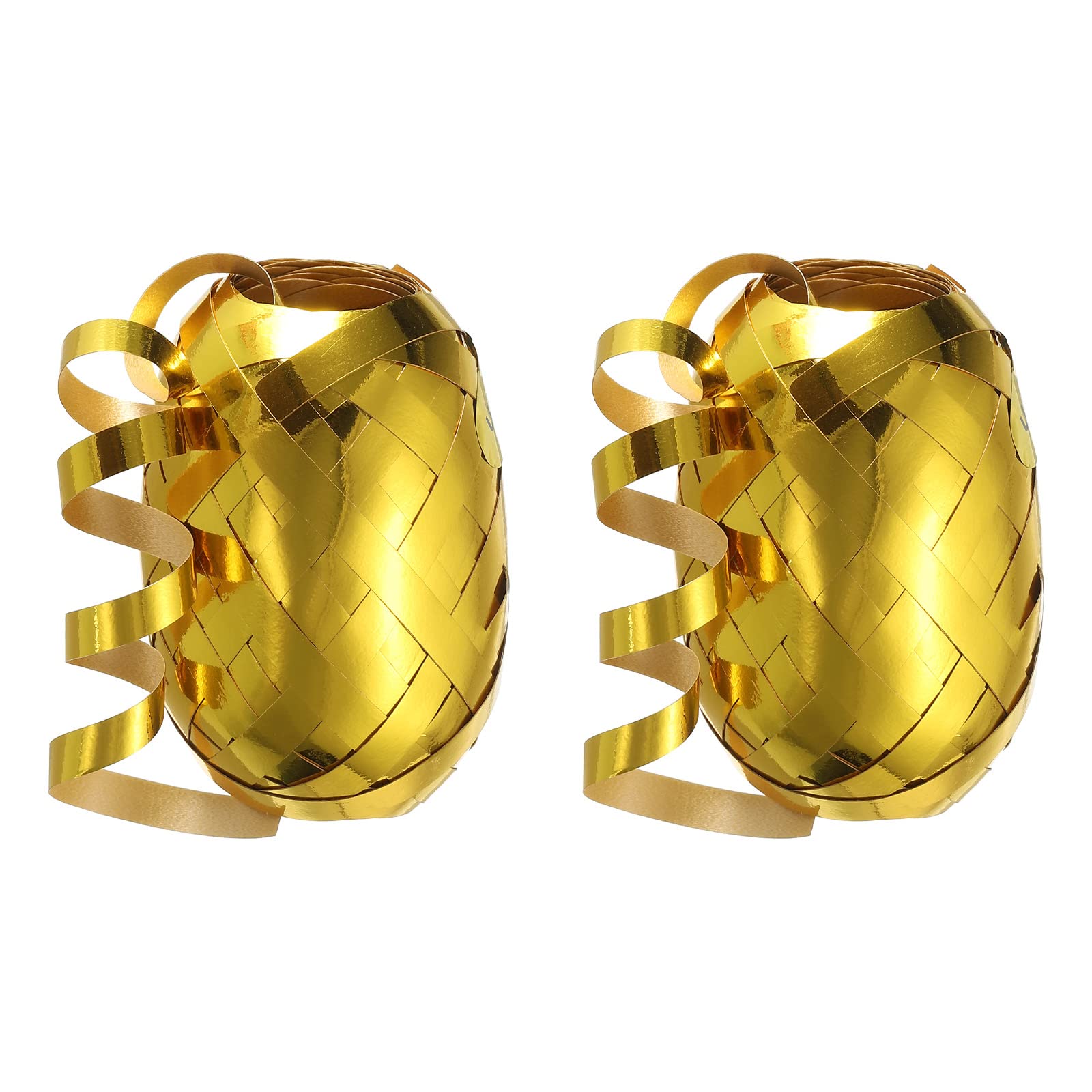 PATIKIL 2pcs Curling Ribbon Crimped Balloon String Shiny Metallic 5mm 10m for Christmas Wedding Gift Crafts Florists Decoration Gold