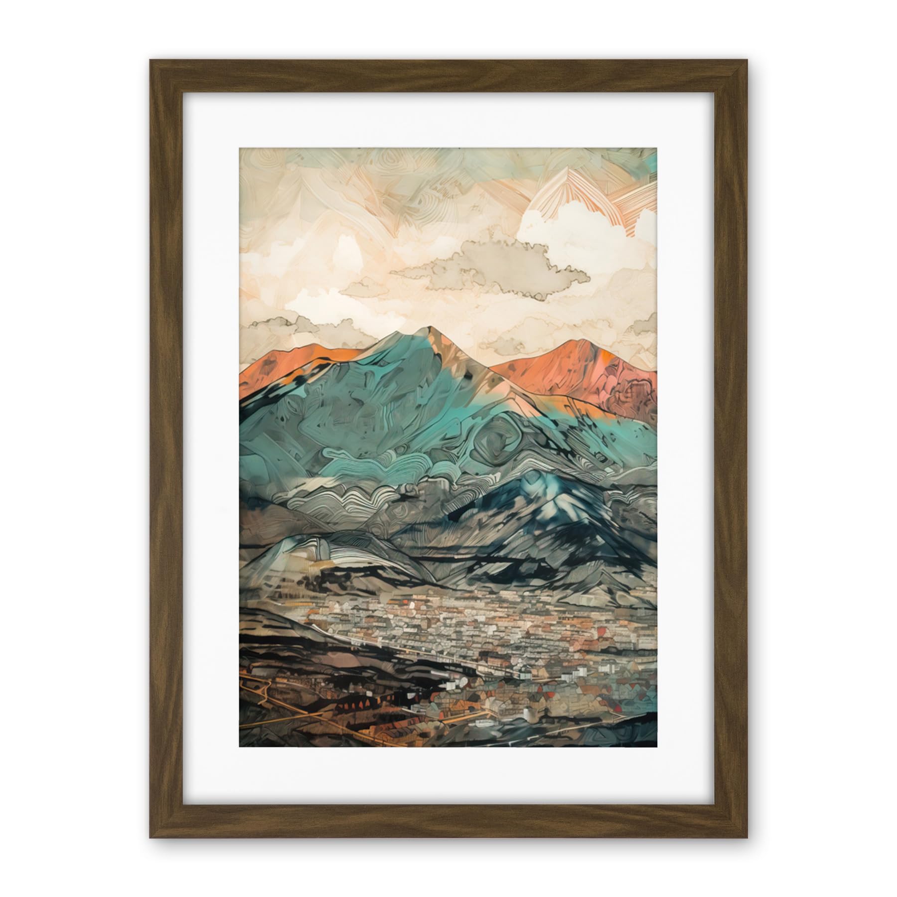 Artery8 Sunrise in Lienz Austria City Under Mountain Range Artwork Framed Wall Art Print 18X24 Inch