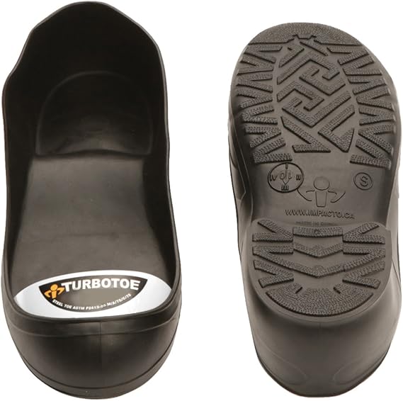 IMPACTO TURBOTOE Steel Toe Cap Overshoes White Toe Sml M6-8, W8-9 - Protects Toe from Impact/Crushing - Comfortable Over Shoes & Boots - Flexible PVC, Non-Slip Treads & 100% Waterproof - Meets ISO