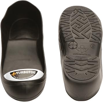 IMPACTO TURBOTOE Steel Toe Cap Overshoes White Toe Sml M6-8, W8-9 - Protects Toe from Impact/Crushing - Comfortable Over Shoes & Boots - Flexible PVC, Non-Slip Treads & 100% Waterproof - Meets ISO