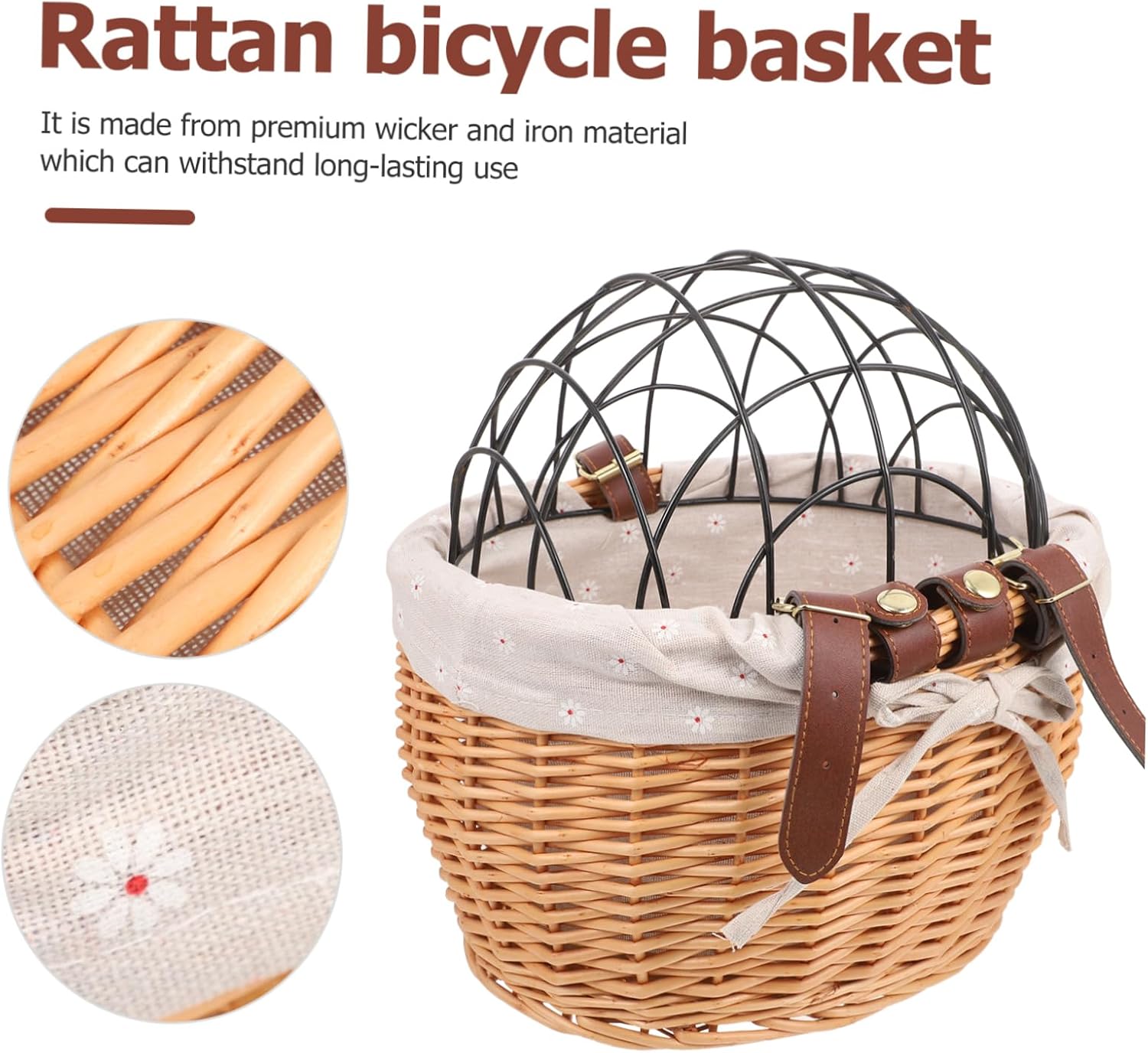 Toyvian Removable Pet Carrier Bag with Sturdy Iron Frame for Bike Front Carrier Wear Resistant Material Heavy Load Capacity Safe and Comfortable Bicycle Basket for Pets and Accessories