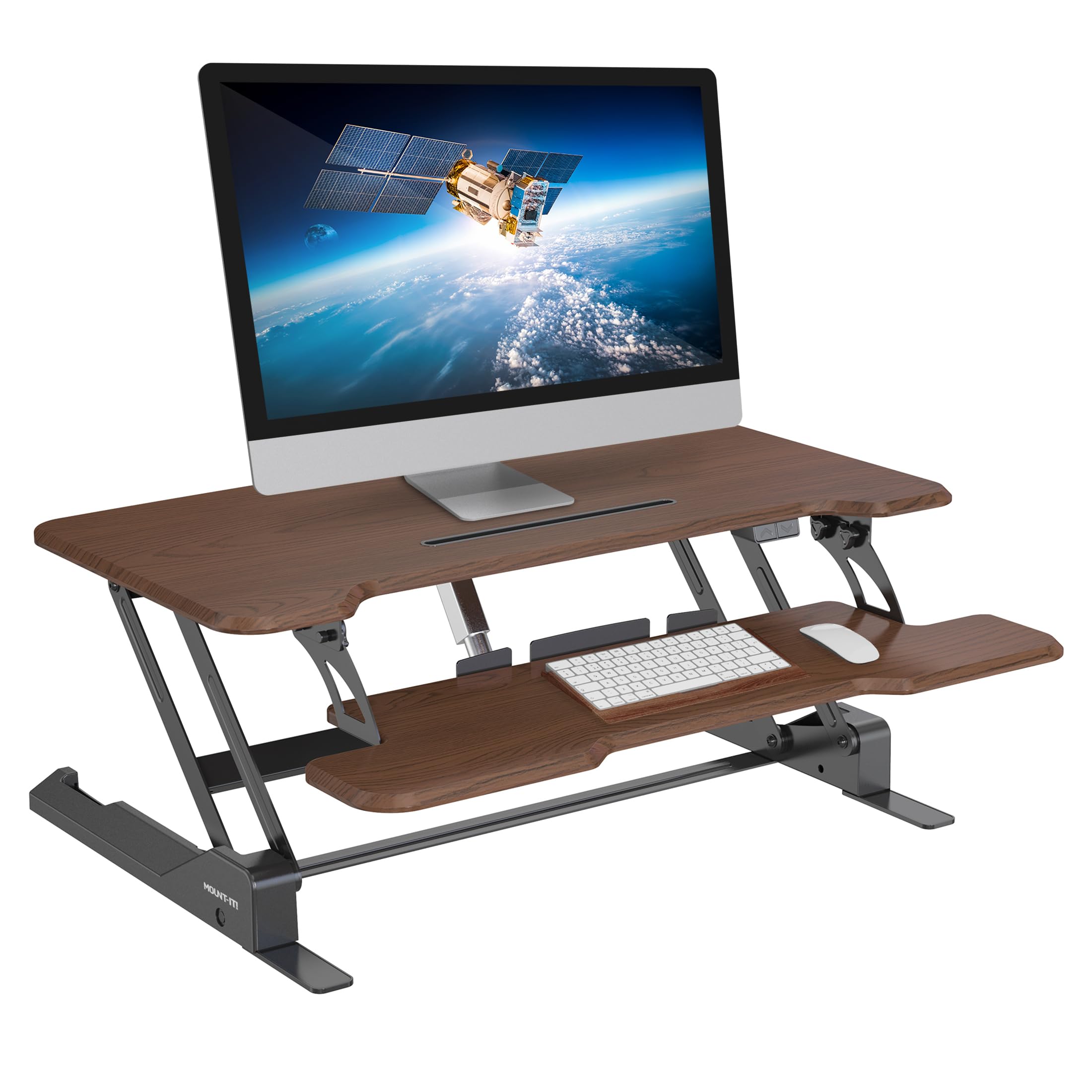Mount-It Electric Standing Desk Converter with 38 Tabletop Height Adjustable Desk Riser Motorized Desk Riser with Keyboard Tray — view 8