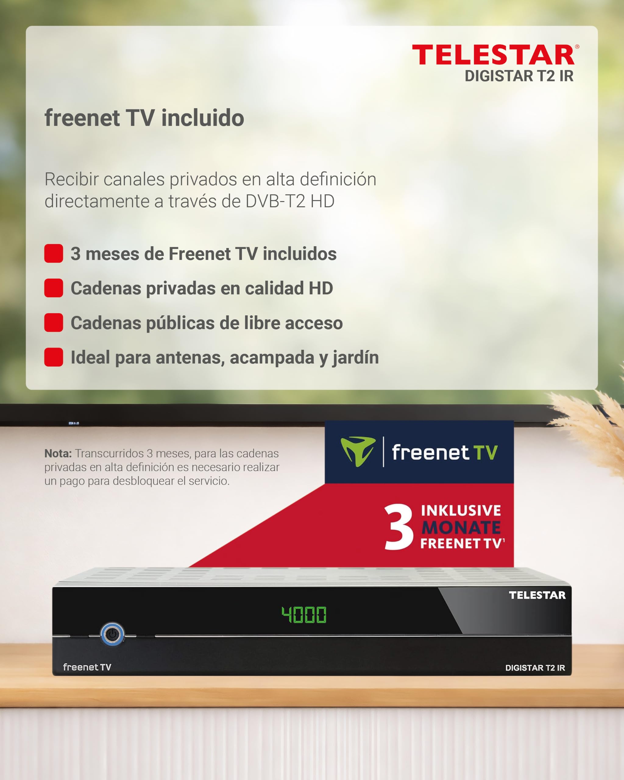 TELESTAR DIGISTAR T2 IR – Receptor TDT & DVB-C | Para TV terrestre y cable, carcasa metálica, reproductor multimedia USB