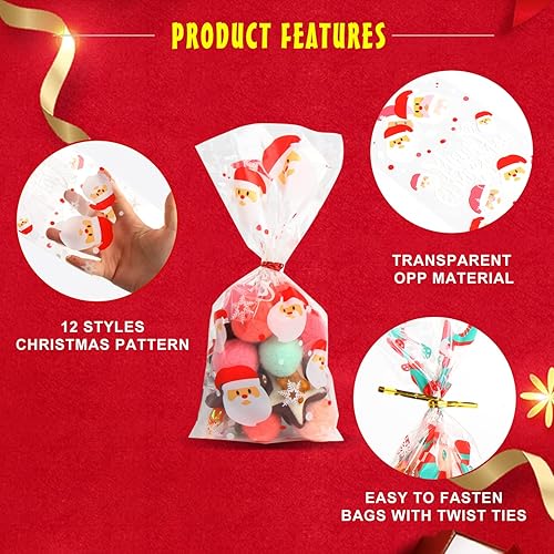 Miniatura 10 de KIMOBER 160 bolsas de dulces de Halloween, bolsas de celofán con lazos giratorios para suministros de fiesta de Halloween