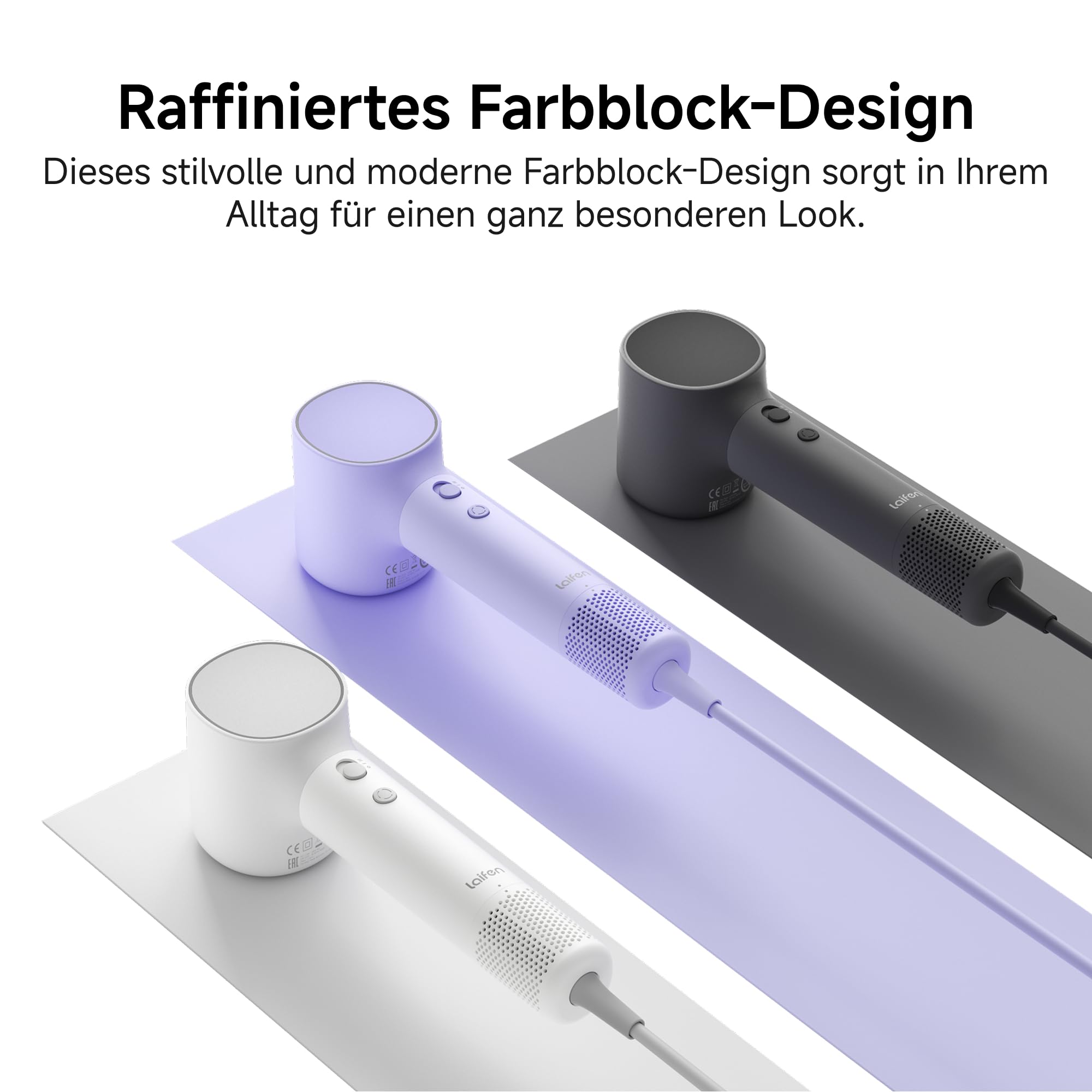 Laifen Neo Haartrockner, 22 m/s Hochgeschwindigkeits-Föhn mit 110.000 U/min Motor, 390 g Leichtgewicht, 59 dB Leise, 200 Millionen Negative Ionen, inkl. Diffusor & Glättungsdüse (Shadow-Schwarz)