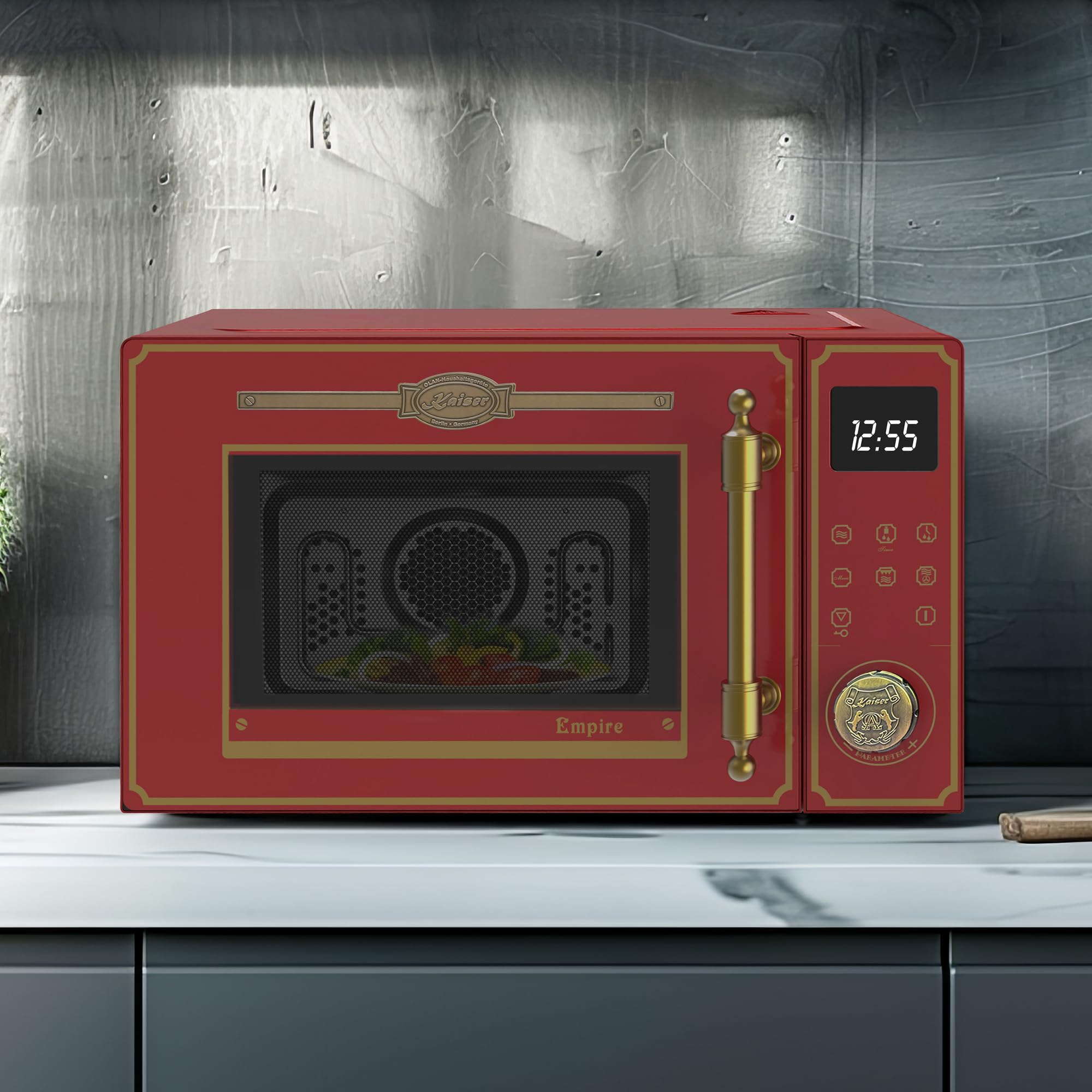 Kaiser Empire M 2530 RotEm Four à micro-ondes rétro 25 l avec grill à air chaud 25 fonctions