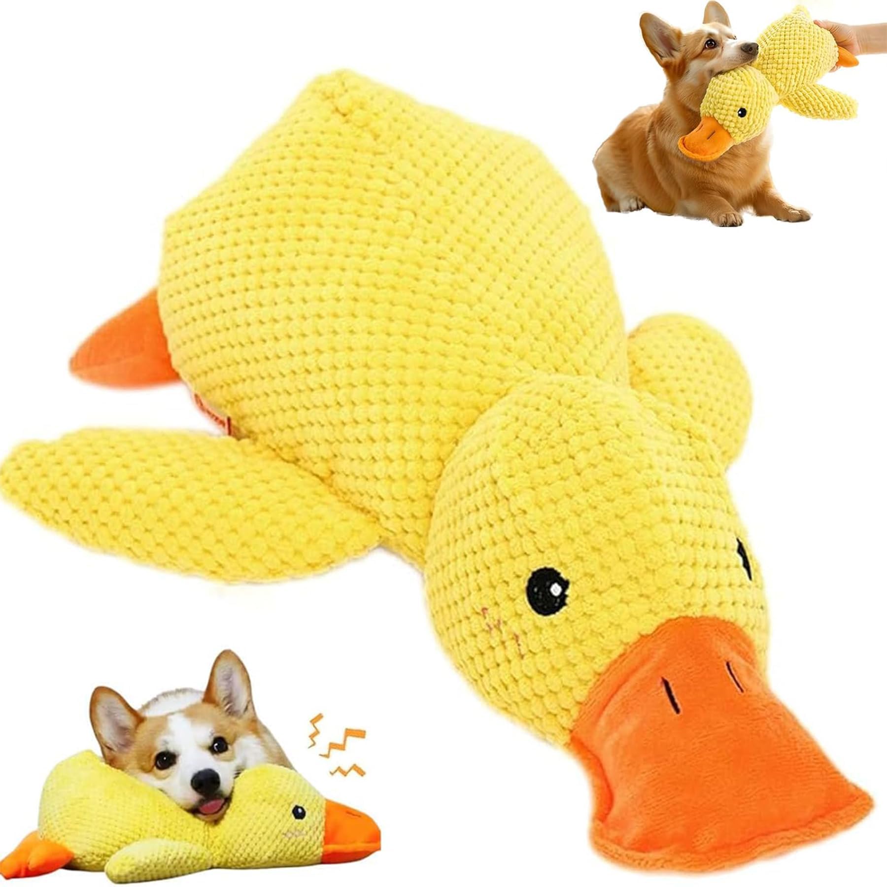 YeahBoom Anti Stress Ente für Hunde,Ente Hundespielzeug,Antistressente für Hunde,Quietschspielzeug Hund Kuscheltier,Interaktives Hundespielzeug für Kleine,Mittlere,Große Hunde
