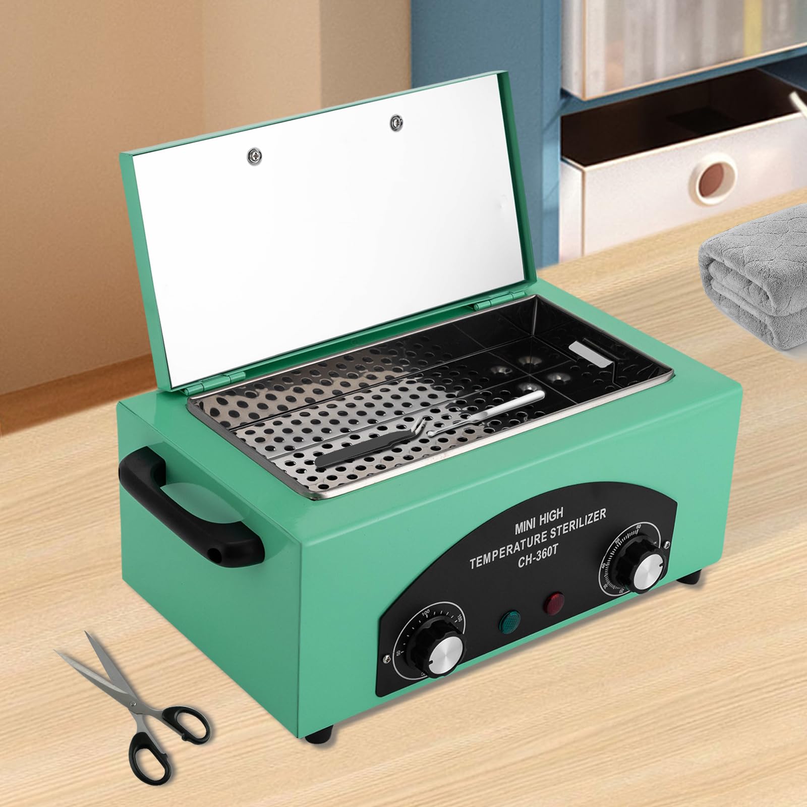 Sterylizator gorącym powietrzem 300 W, dezynfekcja 220°C, sterylizator w wysokiej temperaturze, szafka do dezynfekcji narzędzi do paznokci, salon kosmetyczny, salon fryzjerski, timer 1-60 minut