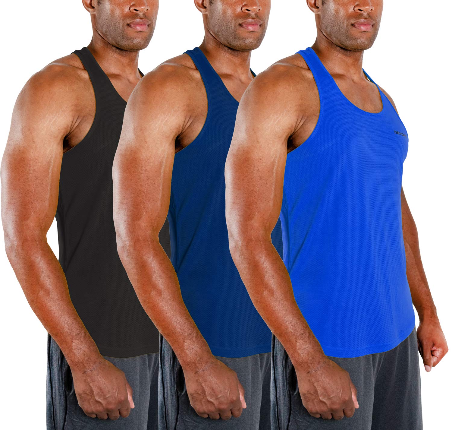 DEVOPS 3 Pack Men's Y-Back Dri Fit Muscle Gym Workout Tank Top
