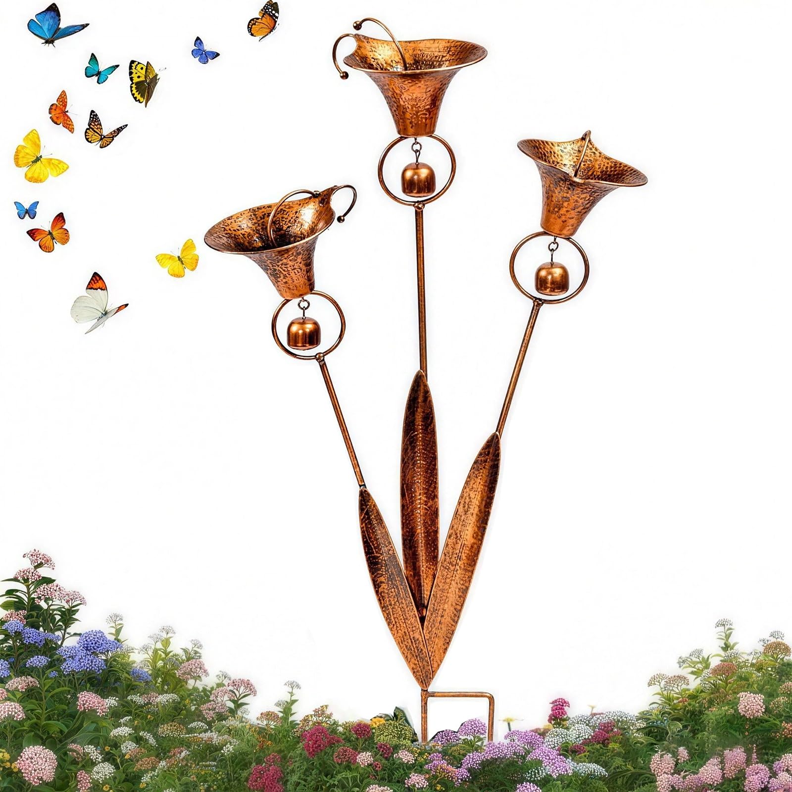 Copper Three Calla Lilies Garden Stake,Decorative Garden Stakes, Copper Calla Lily Garden Stake for Garden Beds, Walkways, Landscaping Borders, Porch Planters(A)