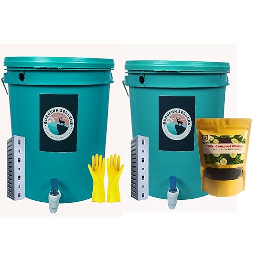 Compost Bins for Home (Pack of 2) - 60 Kgs | Kitchen Waste Composter for Cooked or Uncooked Food | Includes Compost Powder 500gms and Hand Gloves | Compost Bins for Home