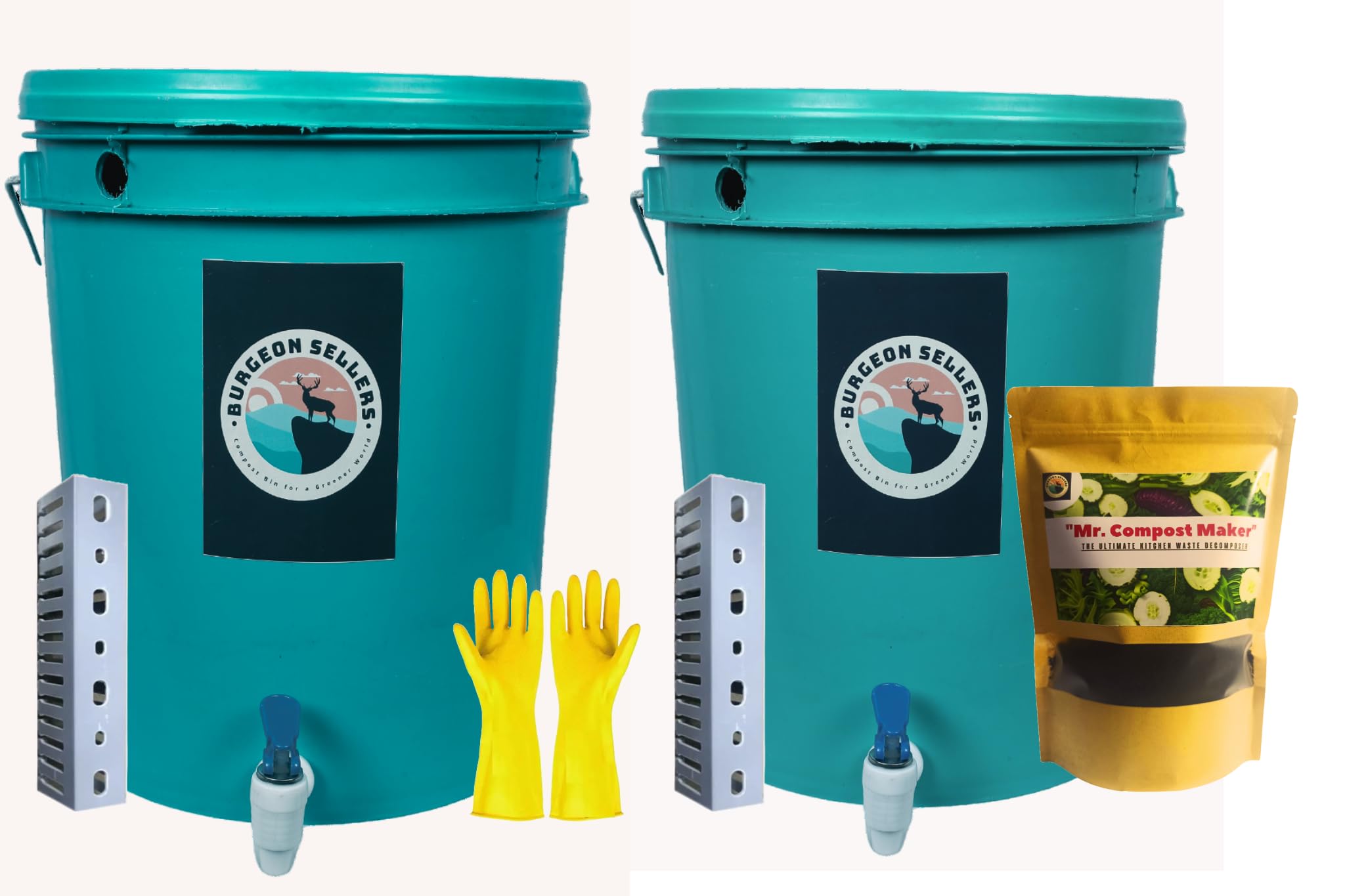 Compost Bins for Home (Pack of 2) - 60 Kgs | Kitchen Waste Composter for Cooked or Uncooked Food | Includes Compost Powder 500gms and Hand Gloves | Compost Bin for Home (B0D8BGBZJ2) Amazon Price History, Amazon Price Tracker