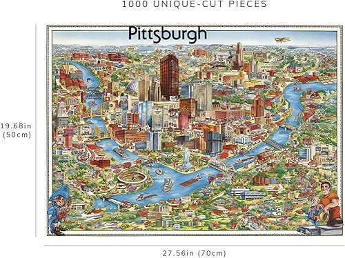 Miniatura 8 de Rompecabezas para adultos de 1000 piezas 1978 mapa de Pittsburgh Pennsylvania Mapa de rompecabezas de Pittsburgh