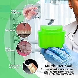 Colorful Plastic Dental Orthodontic Retainer Container Cleaning Case,Denture Bath Box Case Cup Holder Travel, Mouthguard Storage Soaking Case