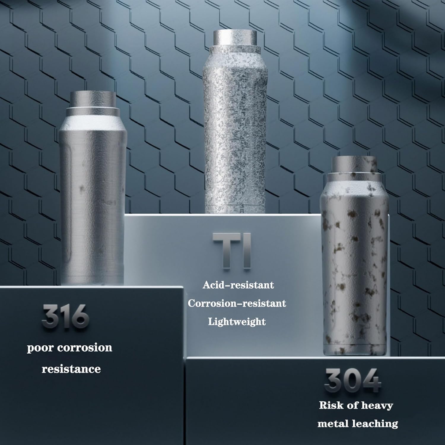 1000ml Pure Titanium Insulated Water Bottle, Lightweight Cup Double Wall Vacuum Flask, Leakproof Travel Mug for Outdoor Sports Camping Hiking Fitness RT178D (Ice Flower Black)