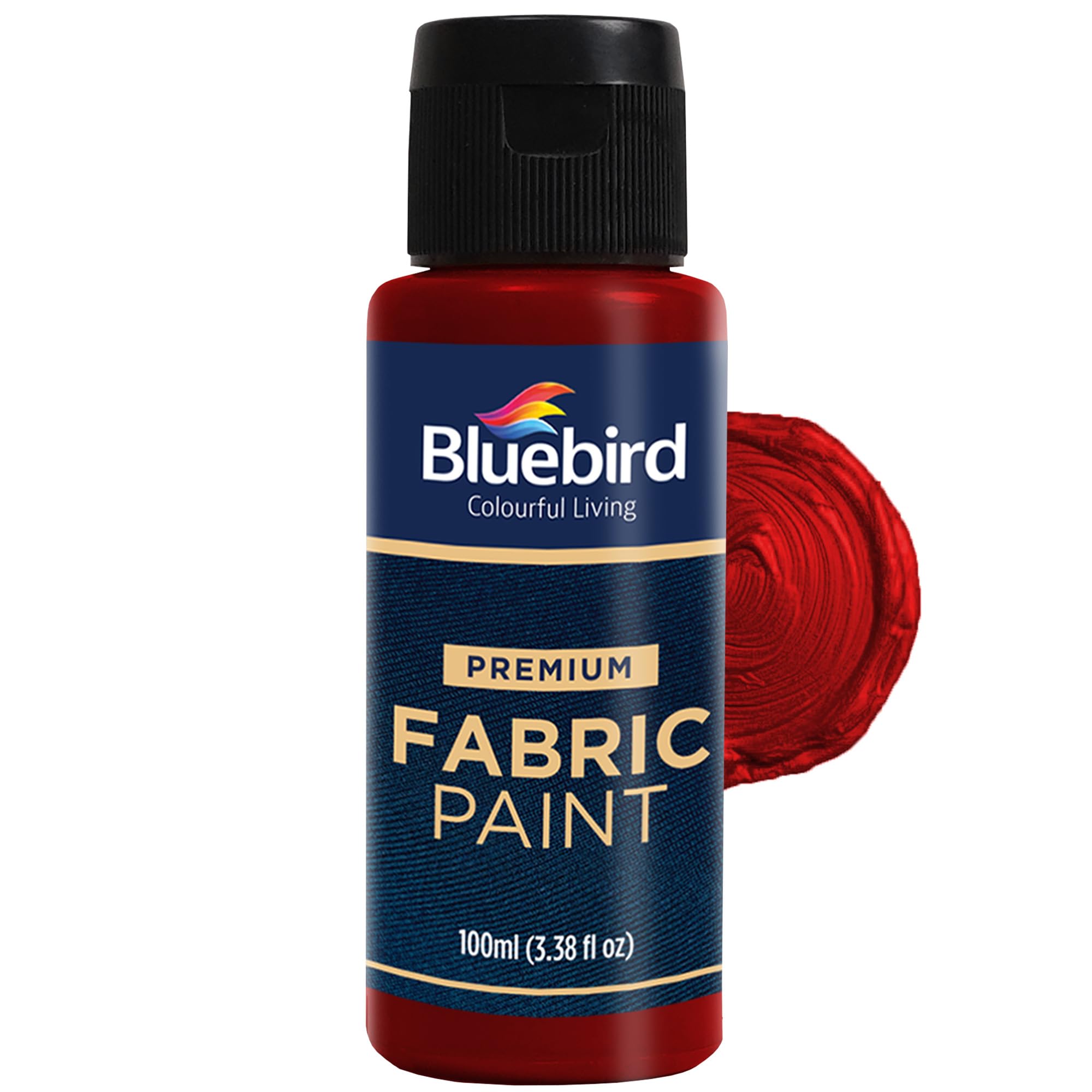 BLUEBIRD Fabric Paint, Blood Red, 3.4 Fl Oz, Permanent Fabric Paints for Clothes, Furniture Upholstery